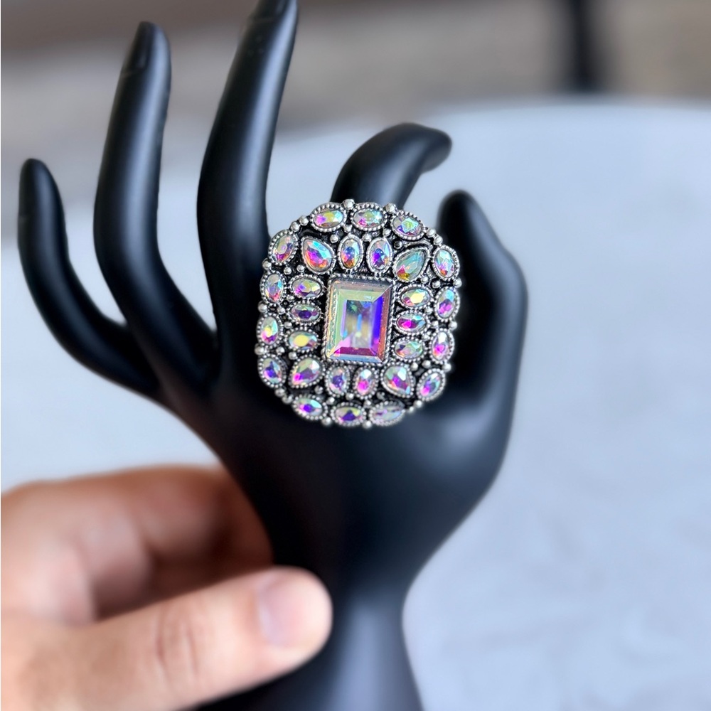 Statement Ring- Iridescent Pink Accent Used